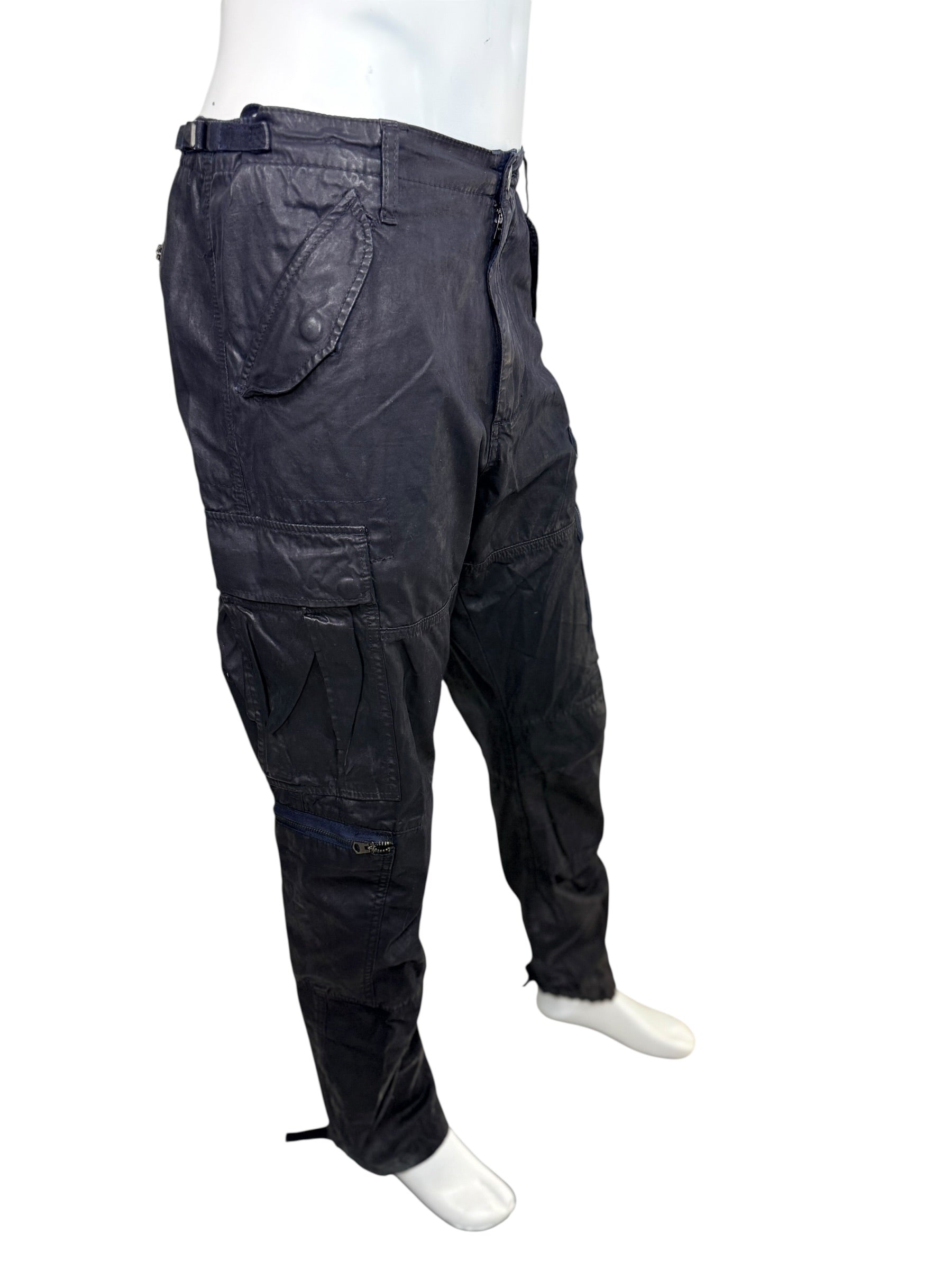 Ralph Lauren Black Label Cargo Pants 38 Navy Waxed Utility