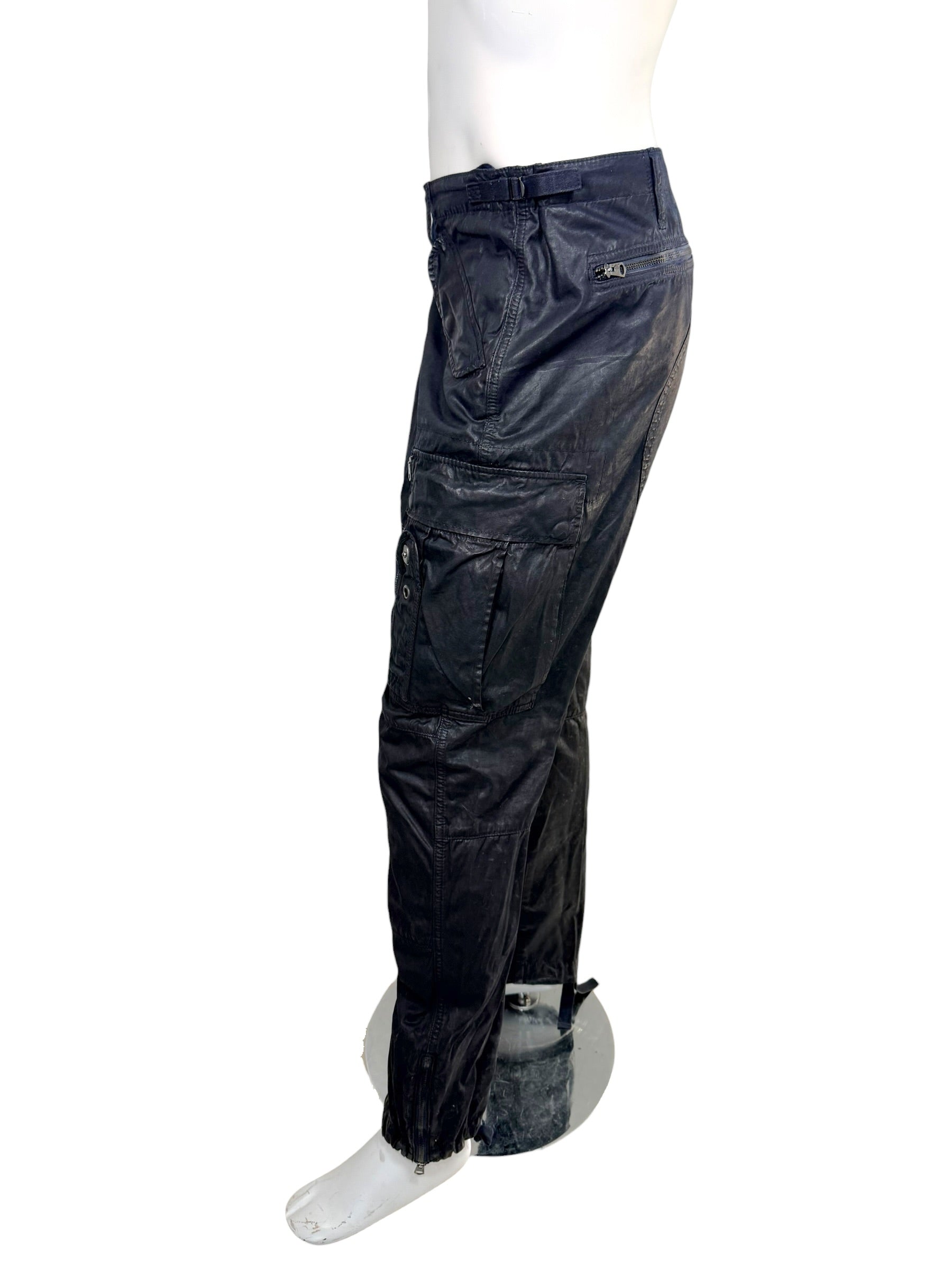 Ralph Lauren Black Label Cargo Pants 38 Navy Waxed Utility