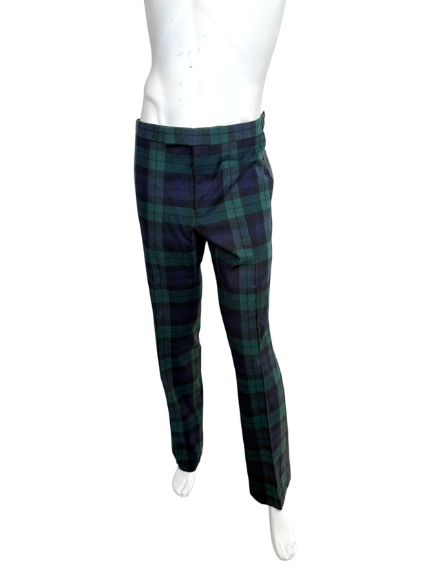 Ralph Lauren Purple Label Plaid Wool Tuxedo Pants 36