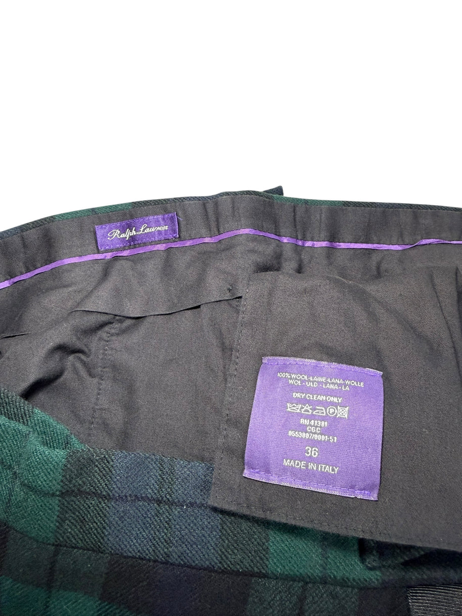 Ralph Lauren Purple Label Plaid Wool Tuxedo Pants 36