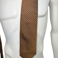 Gucci Silk Tie Brown Gold Medallion Made in Italy