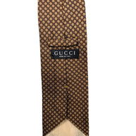 Gucci Silk Tie Brown Gold Medallion Made in Italy