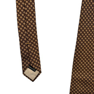 Gucci Silk Tie Brown Gold Medallion Made in Italy