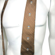 Hermes Vintage Silk Tie Brown Drum Print Made in France