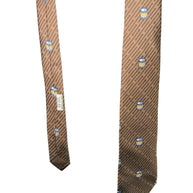 Hermes Vintage Silk Tie Brown Drum Print Made in France