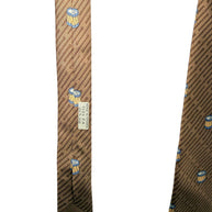 Hermes Vintage Silk Tie Brown Drum Print Made in France