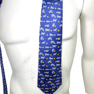 Hermes Silk Tie Blue Dog Print Made in France Classic