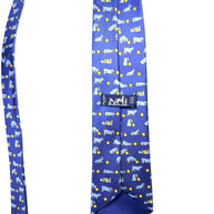 Hermes Silk Tie Blue Dog Print Made in France Classic