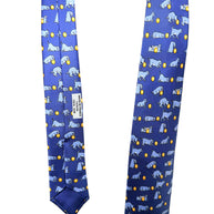 Hermes Silk Tie Blue Dog Print Made in France Classic