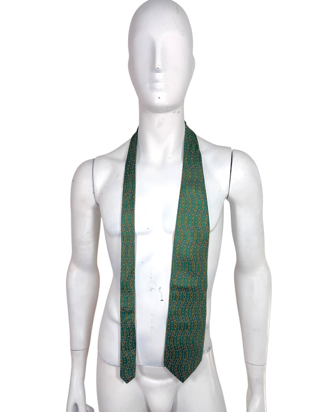 Paolo Gucci Vintage Silk Tie Green Chain Print Made Italy
