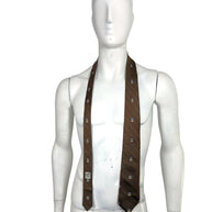 Hermes Vintage Silk Tie Brown Drum Print Made in France