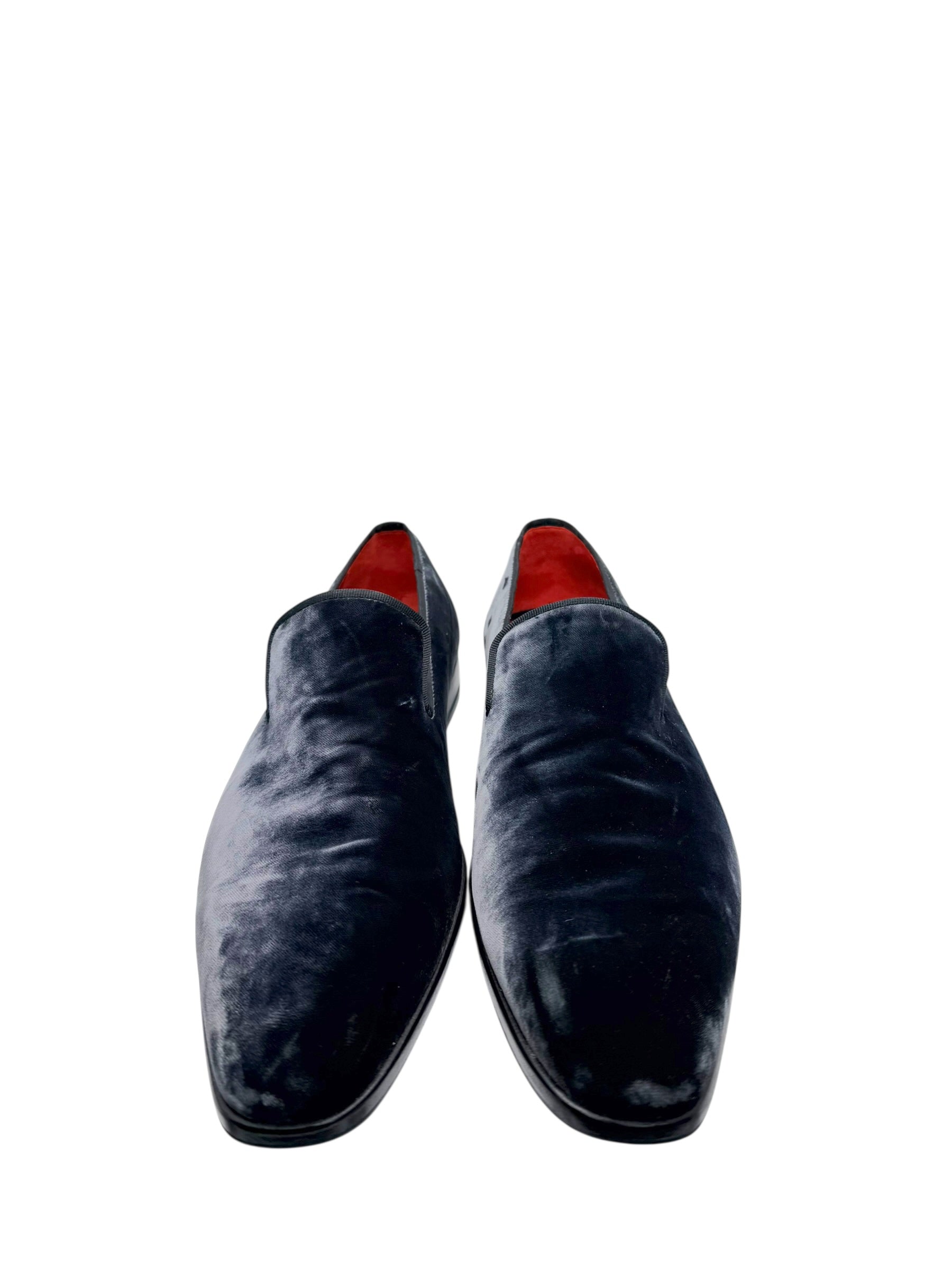 Magnanni Velvet Loafers Black Smoking Slippers Size 44