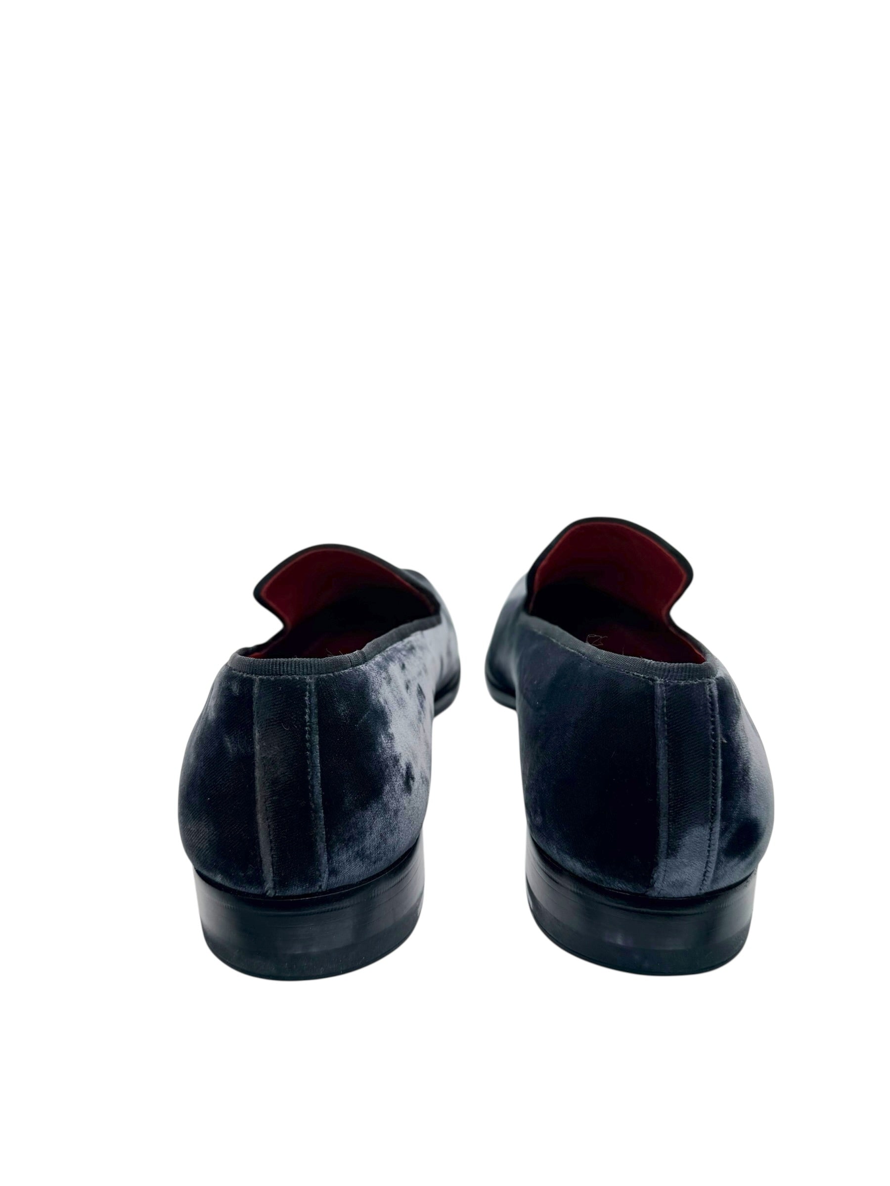 Magnanni Velvet Loafers Black Smoking Slippers Size 44