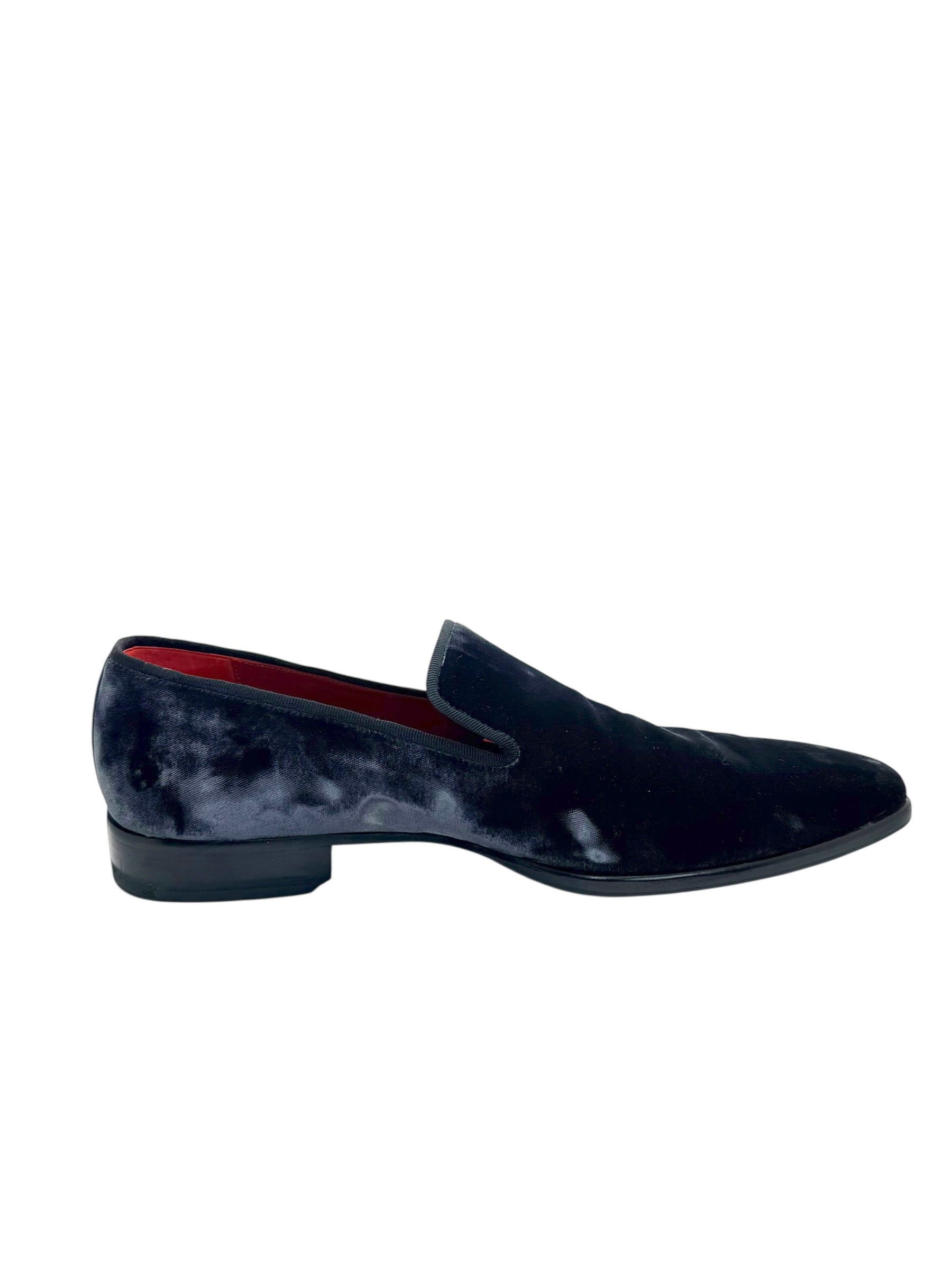 Magnanni Velvet Loafers Black Smoking Slippers Size 44