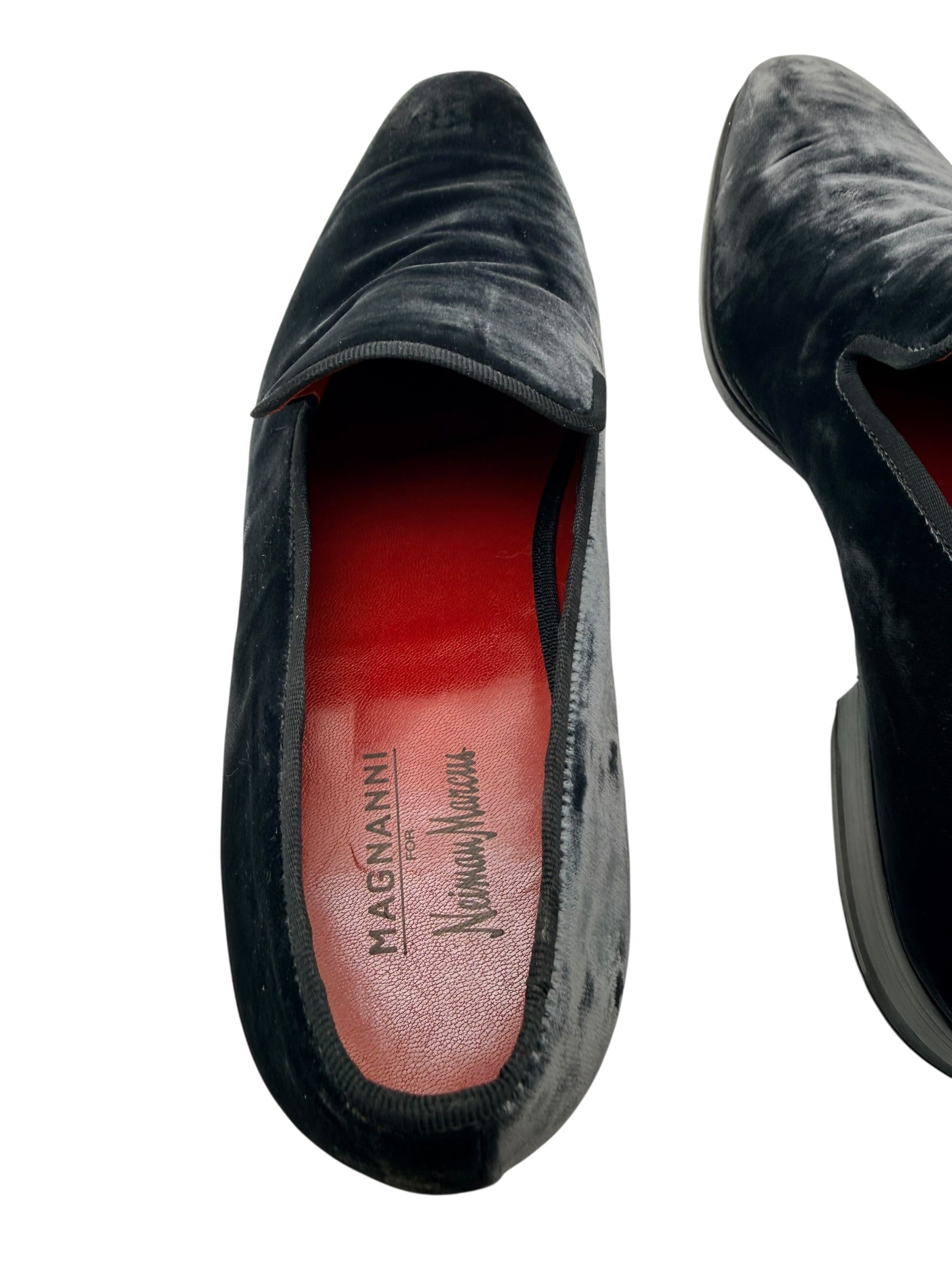 Magnanni Velvet Loafers Black Smoking Slippers Size 44