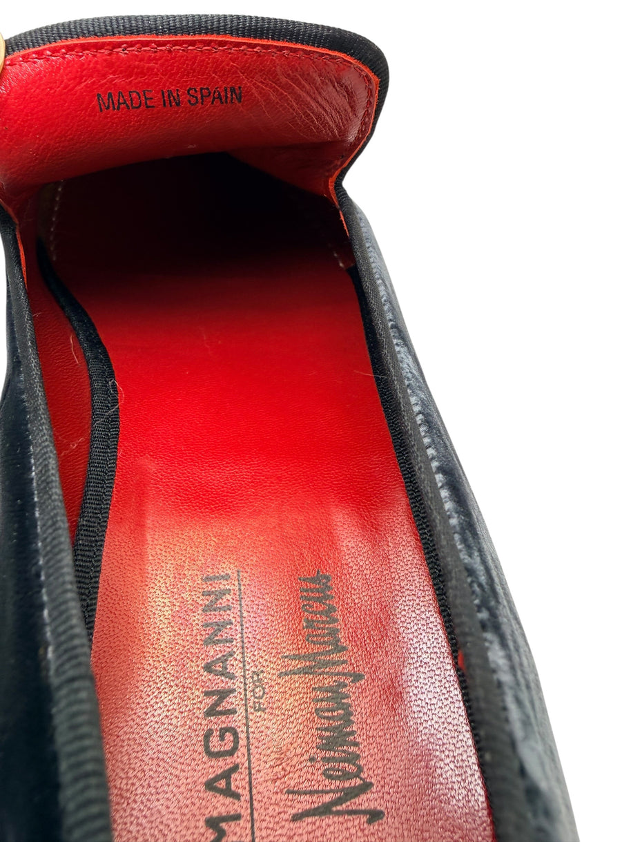 Magnanni Velvet Loafers Black Smoking Slippers Size 44