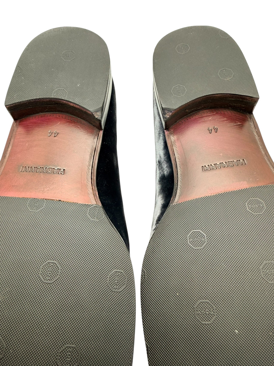 Magnanni Velvet Loafers Black Smoking Slippers Size 44