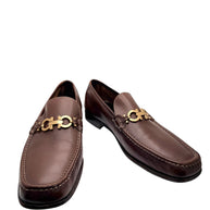 Ferragamo Brown Gancini Leather Loafers Size 12 D Italy