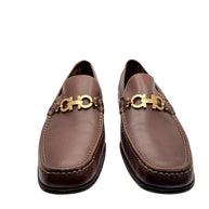 Ferragamo Brown Gancini Leather Loafers Size 12 D Italy
