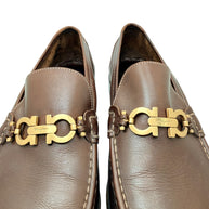 Ferragamo Brown Gancini Leather Loafers Size 12 D Italy