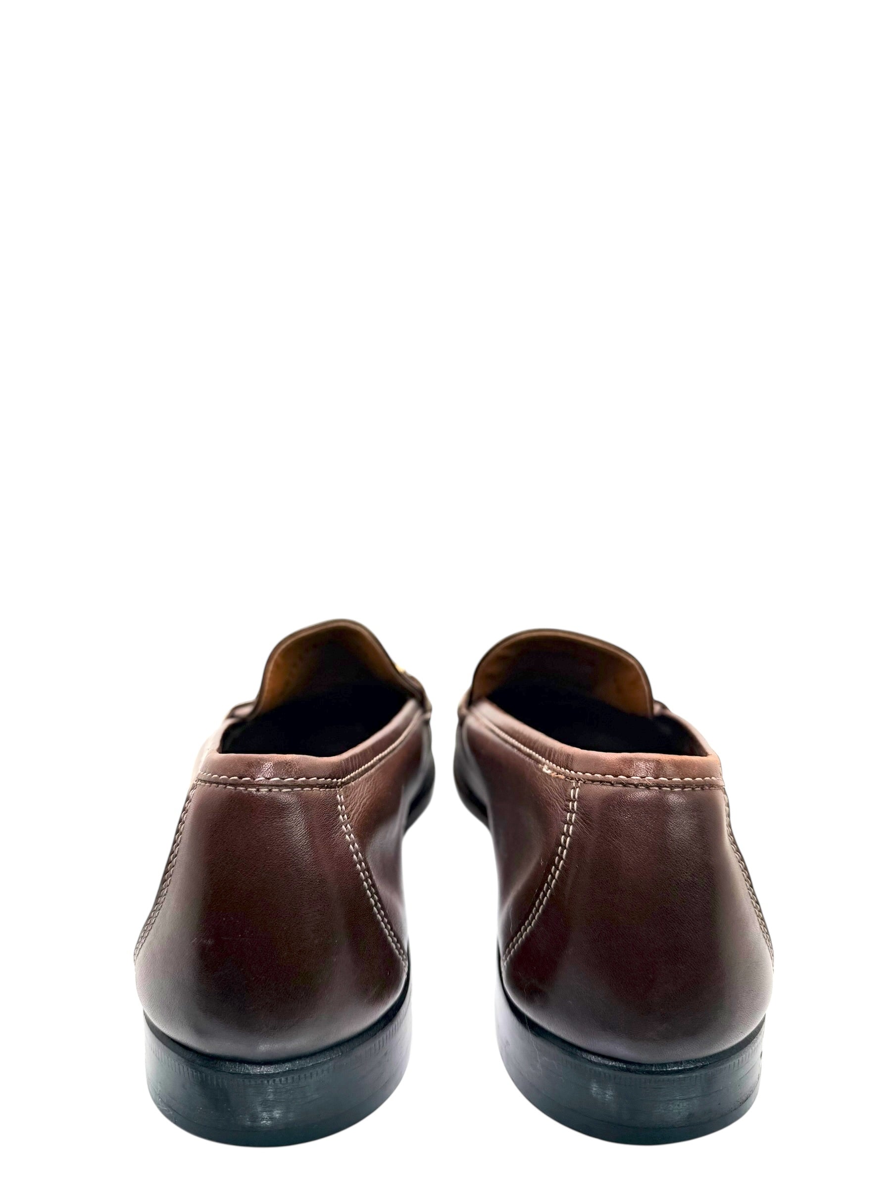 Ferragamo Brown Gancini Leather Loafers Size 12 D Italy