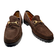 Gucci Brown Suede Horsebit Loafers Mens 12 Lug Sole Italy Vintage