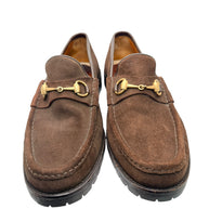 Gucci Brown Suede Horsebit Loafers Mens 12 Lug Sole Italy Vintage