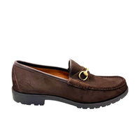 Gucci Brown Suede Horsebit Loafers Mens 12 Lug Sole Italy Vintage