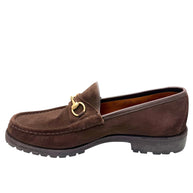 Gucci Brown Suede Horsebit Loafers Mens 12 Lug Sole Italy Vintage