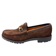 Gucci Brown Suede Horsebit Loafers Mens 12 Lug Sole Italy Vintage
