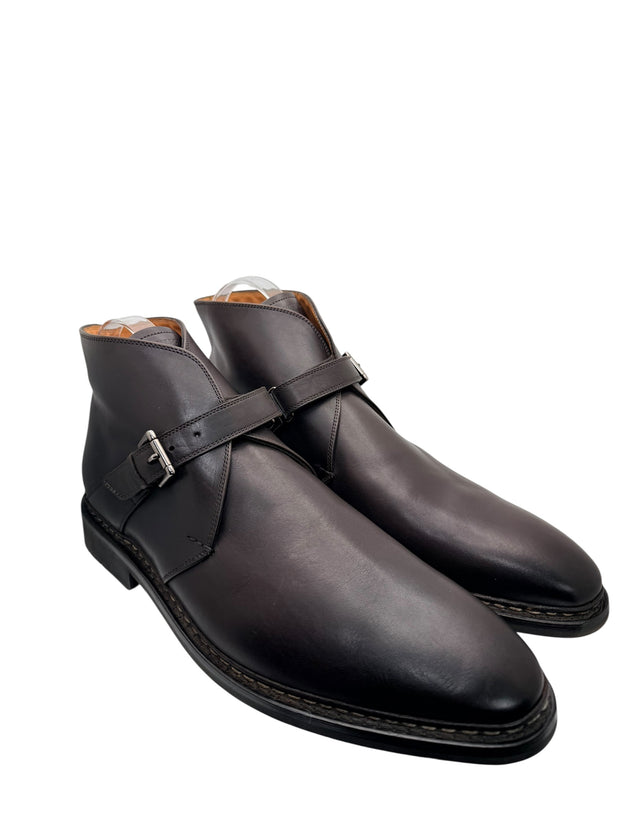 Heschung Manioc Leather Monk Strap Boots Size 13 Brown