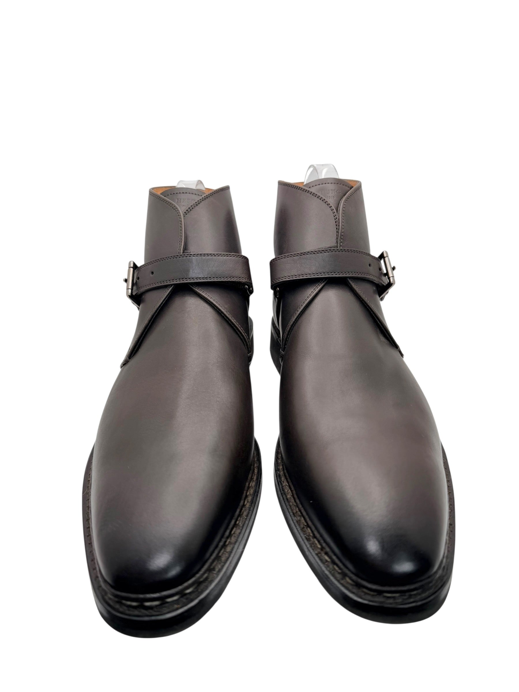 Heschung Manioc Leather Monk Strap Boots Size 13 Brown