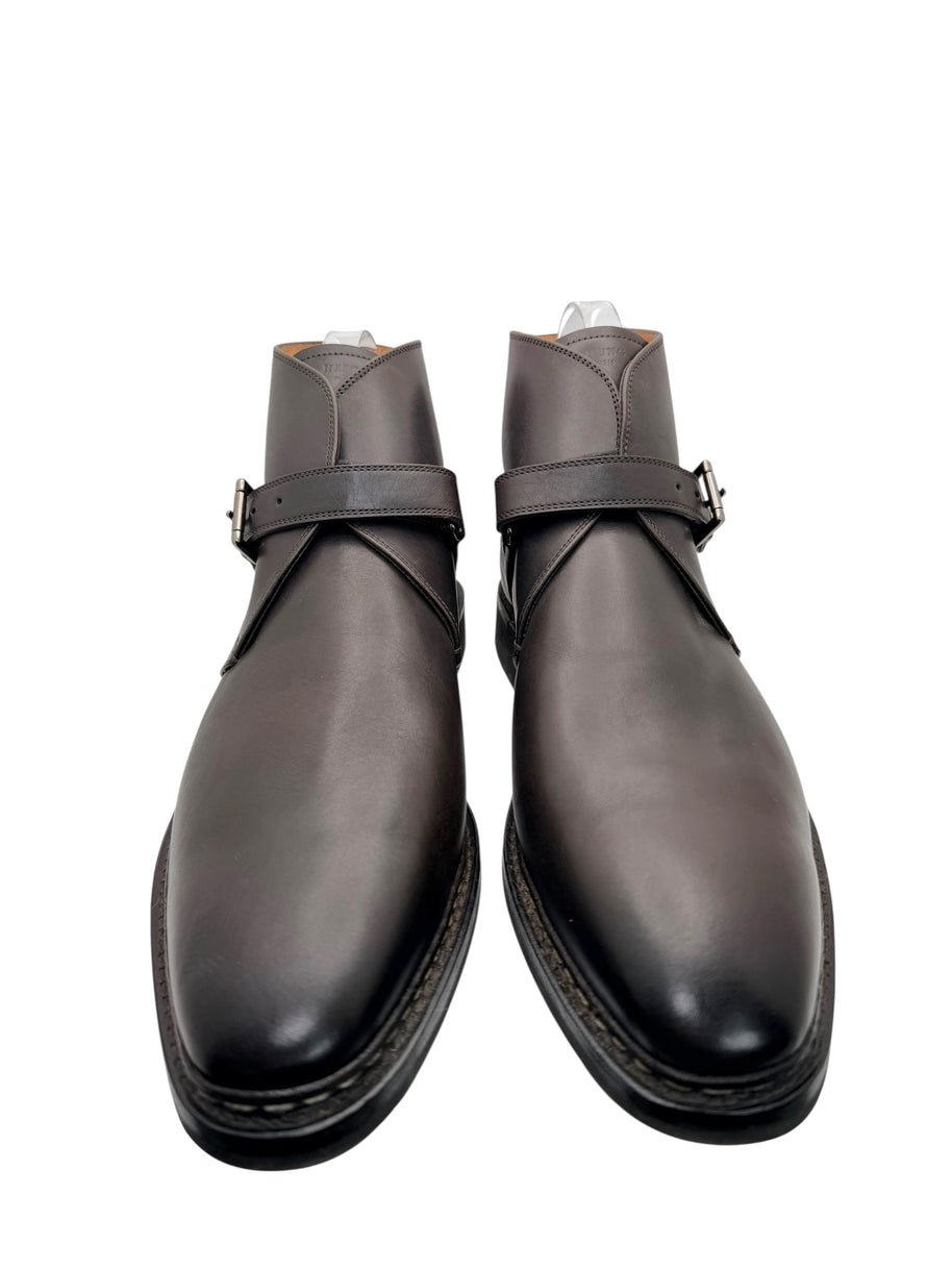 Heschung Manioc Leather Monk Strap Boots Size 13 Brown