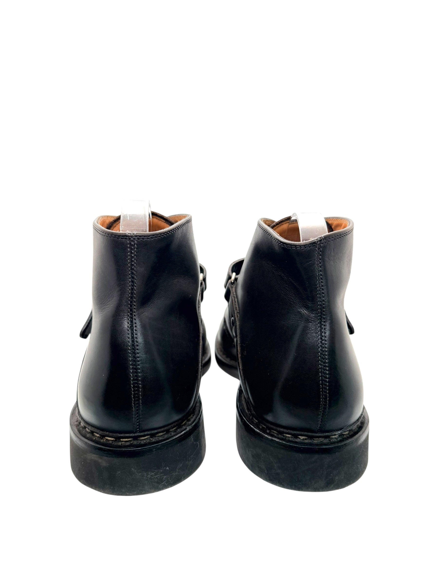 Heschung Manioc Leather Monk Strap Boots Size 13 Brown
