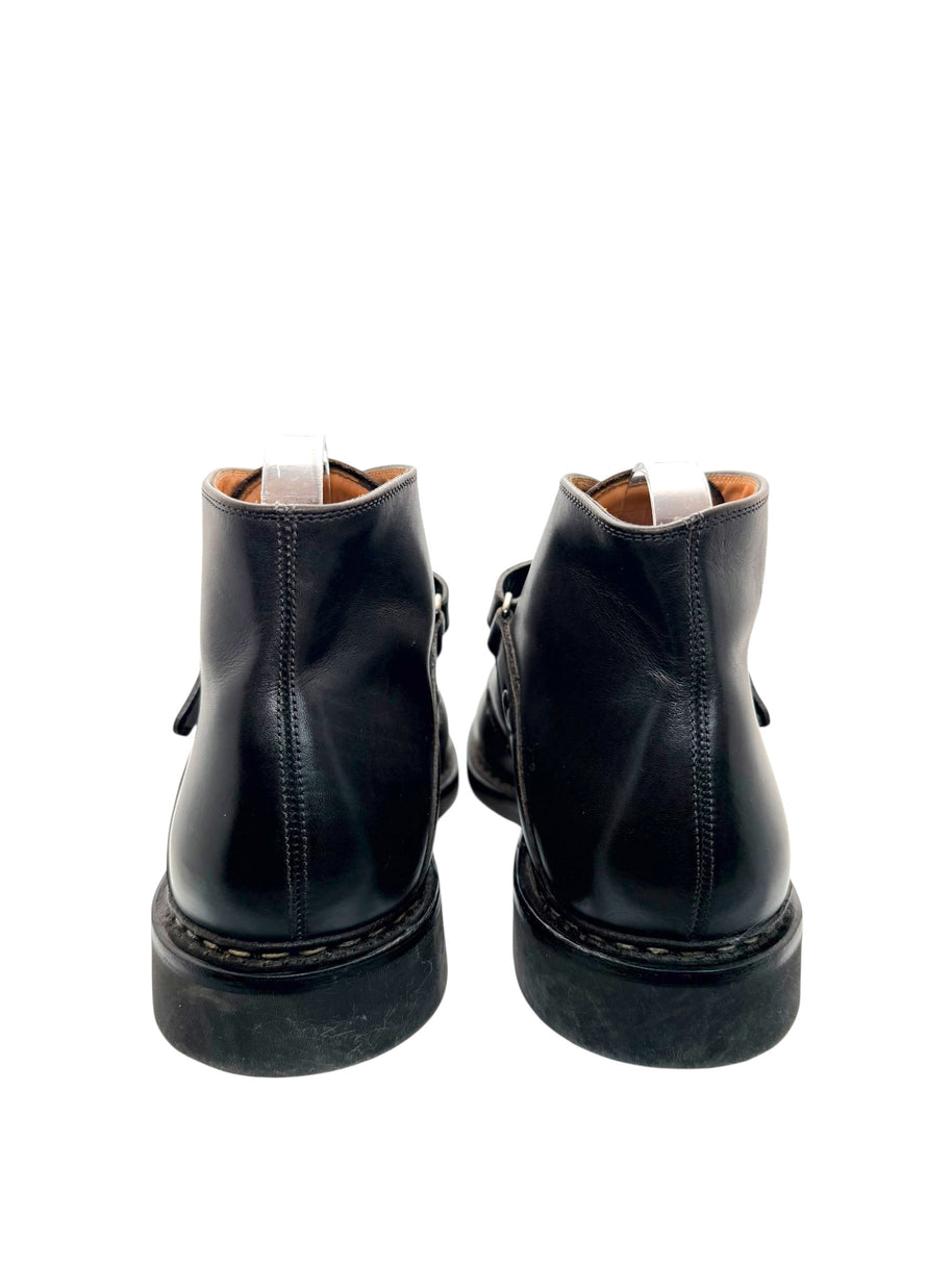 Heschung Manioc Leather Monk Strap Boots Size 13 Brown