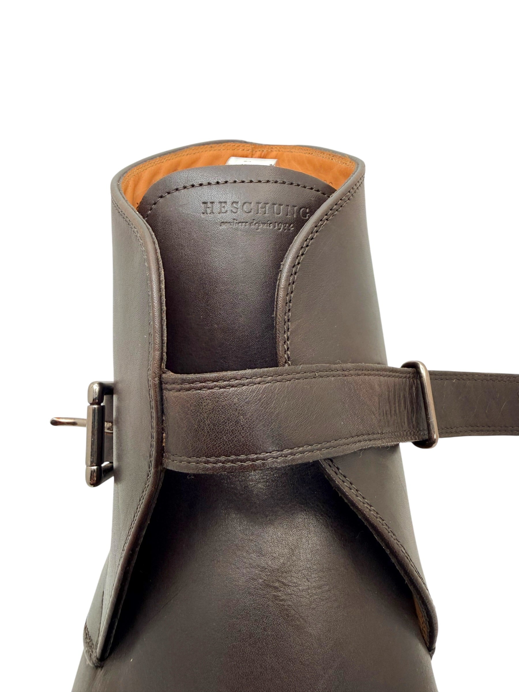 Heschung Manioc Leather Monk Strap Boots Size 13 Brown