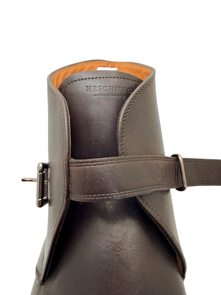 Heschung Manioc Leather Monk Strap Boots Size 13 Brown