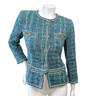 Chanel 2019 Tweed Jacket Blue FR36 Silk Lined