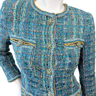 Chanel 2019 Tweed Jacket Blue FR36 Silk Lined