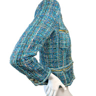 Chanel 2019 Tweed Jacket Blue FR36 Silk Lined
