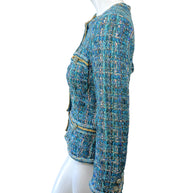 Chanel 2019 Tweed Jacket Blue FR36 Silk Lined