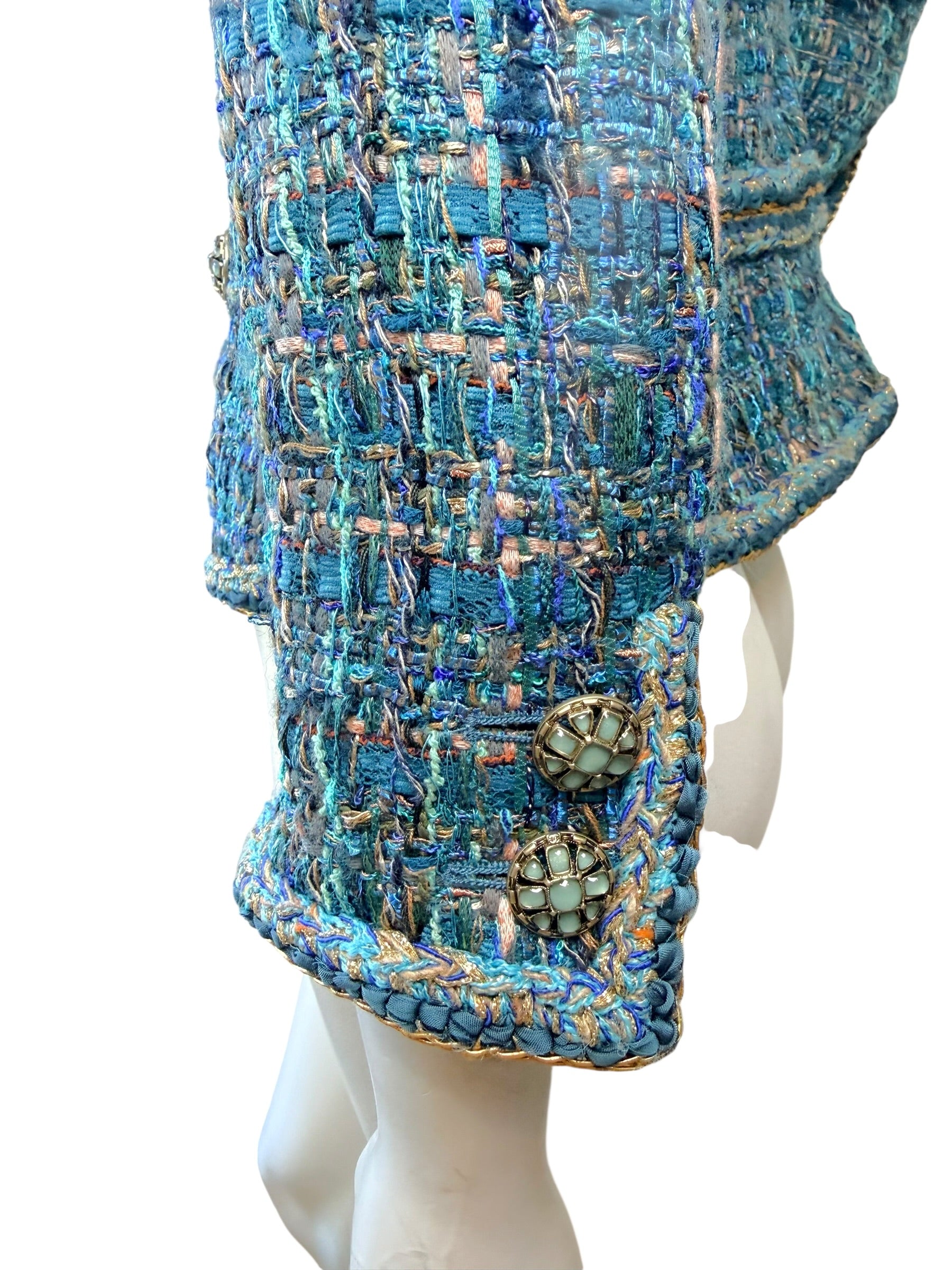 Chanel 2019 Tweed Jacket Blue FR36 Silk Lined