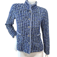 Chanel 2020 Tweed Jacket 34 Blue CC Buttons 20P NWT