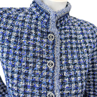 Chanel 2020 Tweed Jacket 34 Blue CC Buttons 20P NWT