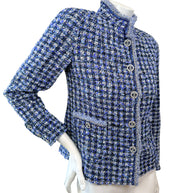 Chanel 2020 Tweed Jacket 34 Blue CC Buttons 20P NWT