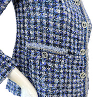 Chanel 2020 Tweed Jacket 34 Blue CC Buttons 20P NWT