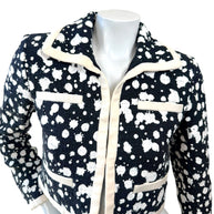 Chanel 2015 Bouclé Cropped Jacket Black White FR38