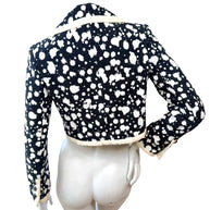 Chanel 2015 Bouclé Cropped Jacket Black White FR38