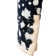 Chanel 2015 Bouclé Cropped Jacket Black White FR38