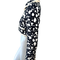 Chanel 2015 Bouclé Cropped Jacket Black White FR38